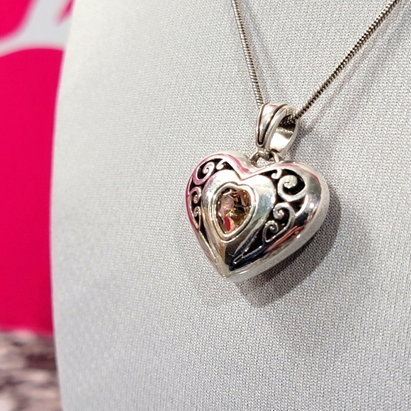 RARE RETIRED BRIGHTON DIVINITY HEART REVERSIBLE PENDENT NECKLACE RETIRED - Picture 4 of 6